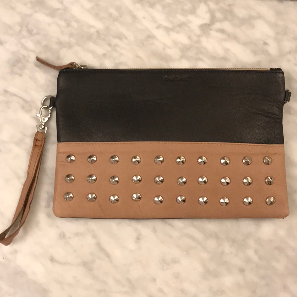 Tan & Black wristlet with studs (NWOT)